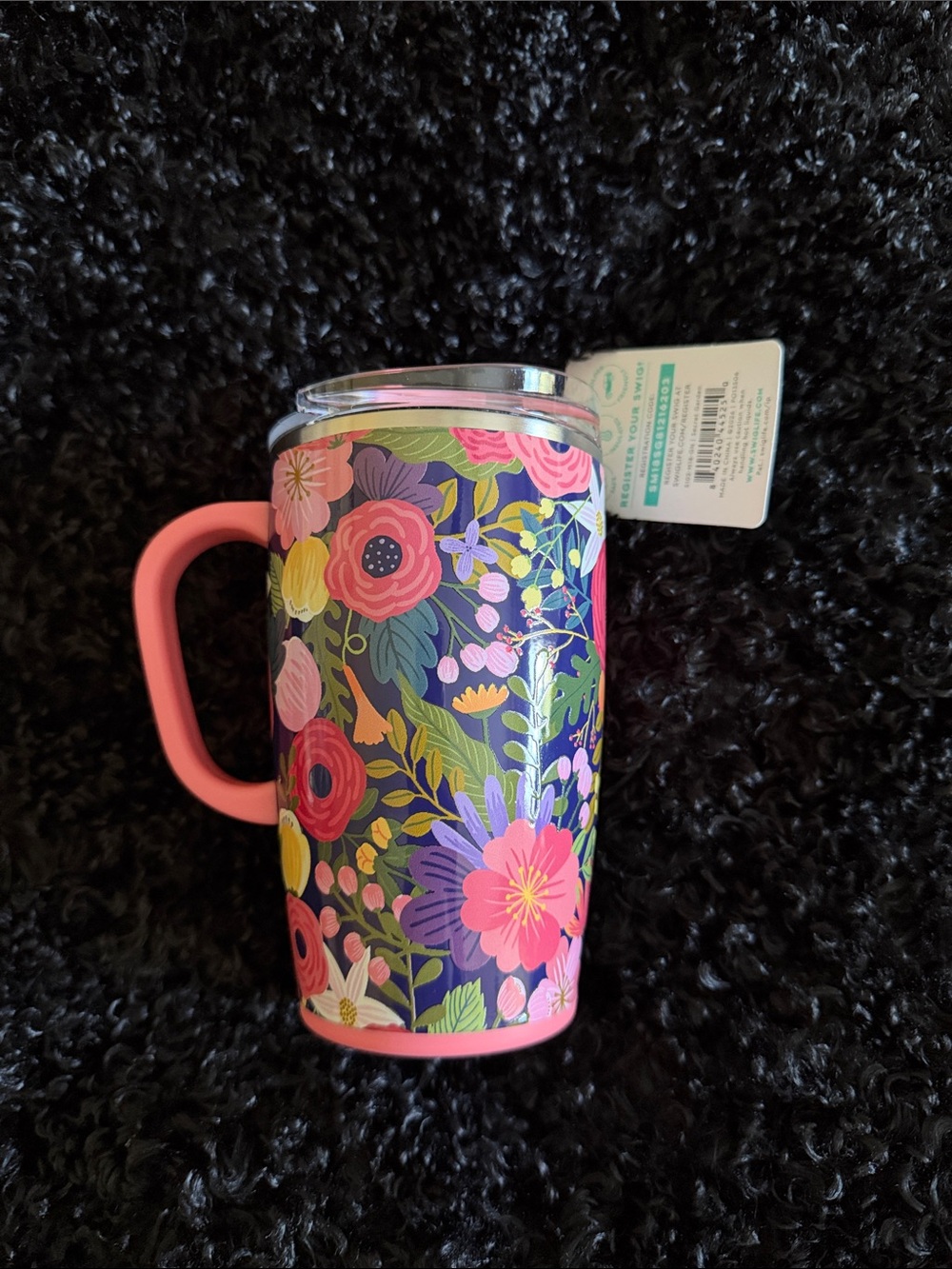 Swig Floral Insulated Travel Mug - Pink Handle - Picture 4 of 6